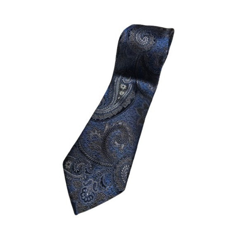 JOSEPH ABBOUD Mens Silk Tie Black Blue Medallions Classic 3.0 Designer Necktie
